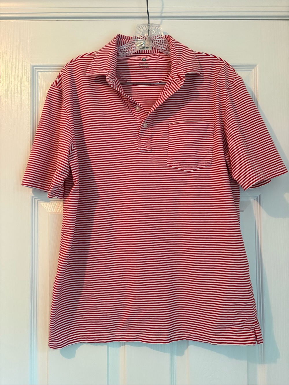 johnnie-O Red & White Striped Polo